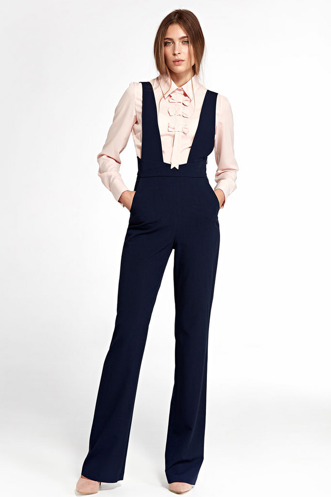 Combi-pantlon bleu marine, à larges bretelles